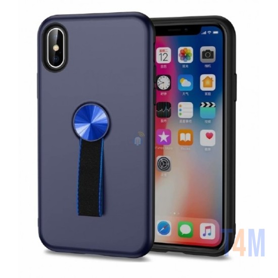 CAPA PARA IPHONE XS COM SUPORTE AZUL